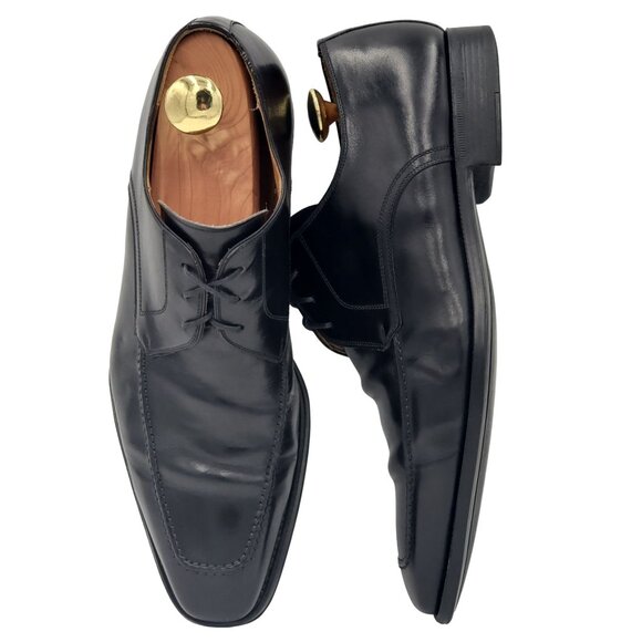 Magnanni Spain Men's size 10M Black Leather Dress Shoes Square-toe Derby Oxfords - Picture 8 of 12